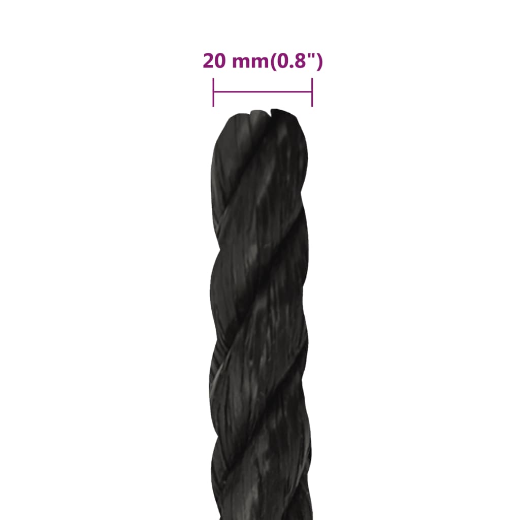 Radno uže crno 20 mm 100 m od polipropilena