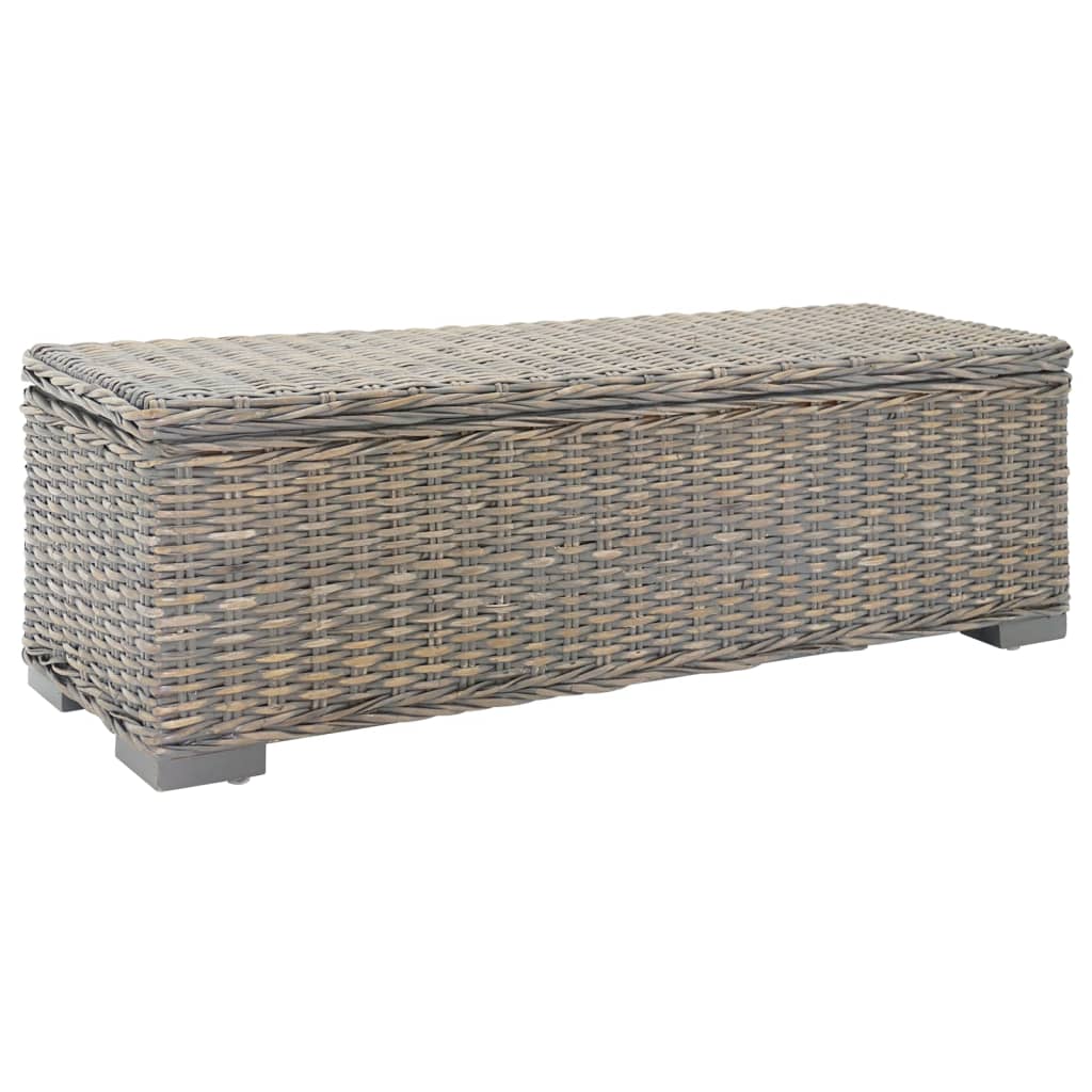 Kutija za pohranu siva 110 cm od prirodnog ratana kubu i mahagonija