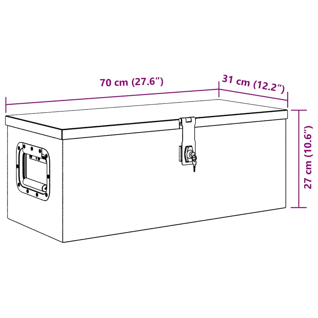 Kutija za pohranu srebrna 70 x 31 x 27 cm aluminijska