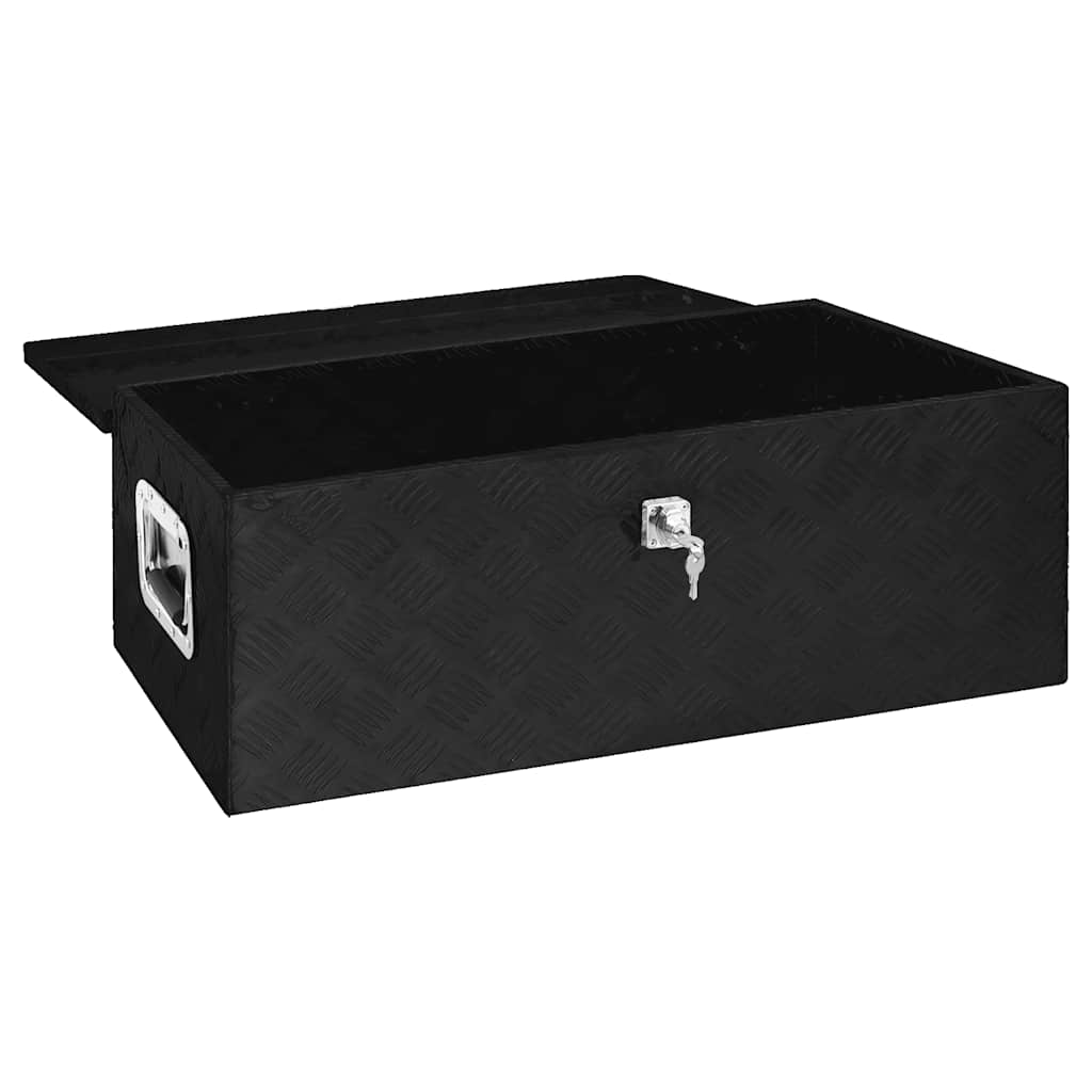 Kutija za pohranu crna 90 x 47 x 33,5 cm aluminijska
