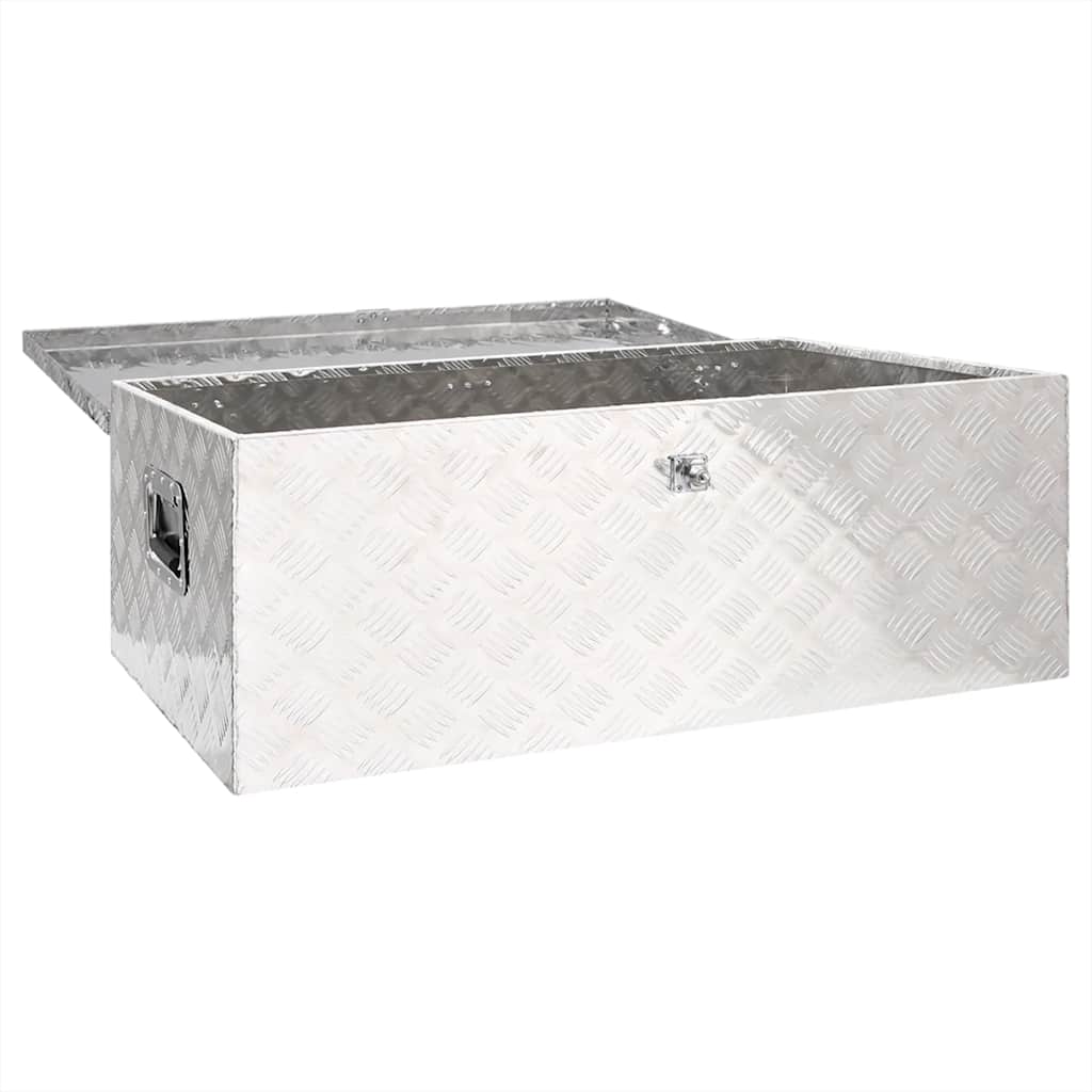 Kutija za pohranu srebrna 100 x 55 x 37 cm aluminijska