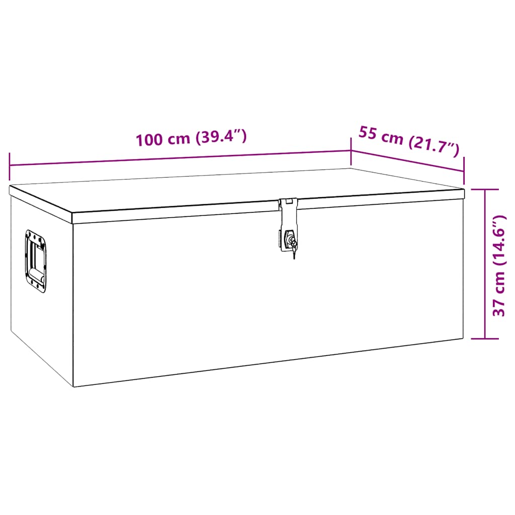 Kutija za pohranu srebrna 100 x 55 x 37 cm aluminijska