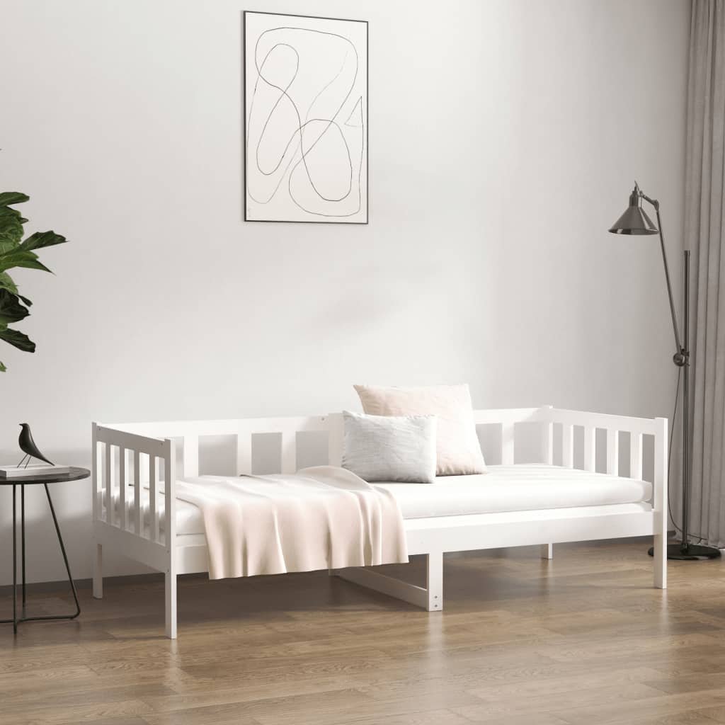 Dnevni krevet bez madraca bijeli 90 x 190 cm masivna borovina