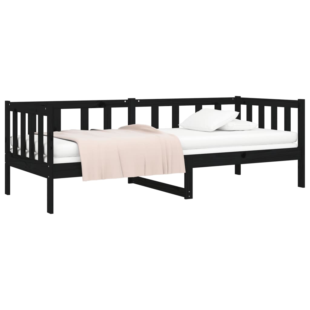 Dnevni ležaj crni 90 x 190 cm od masivne borovine