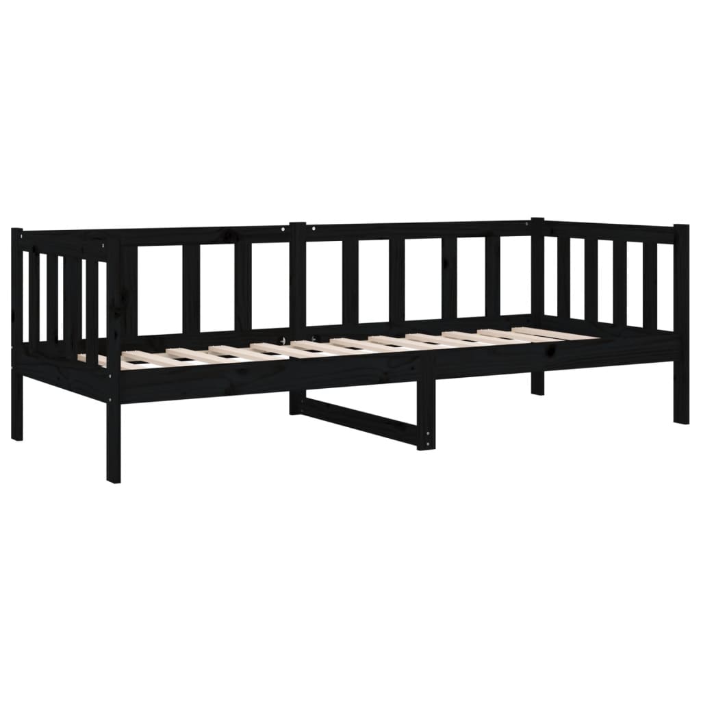 Dnevni ležaj crni 90 x 190 cm od masivne borovine