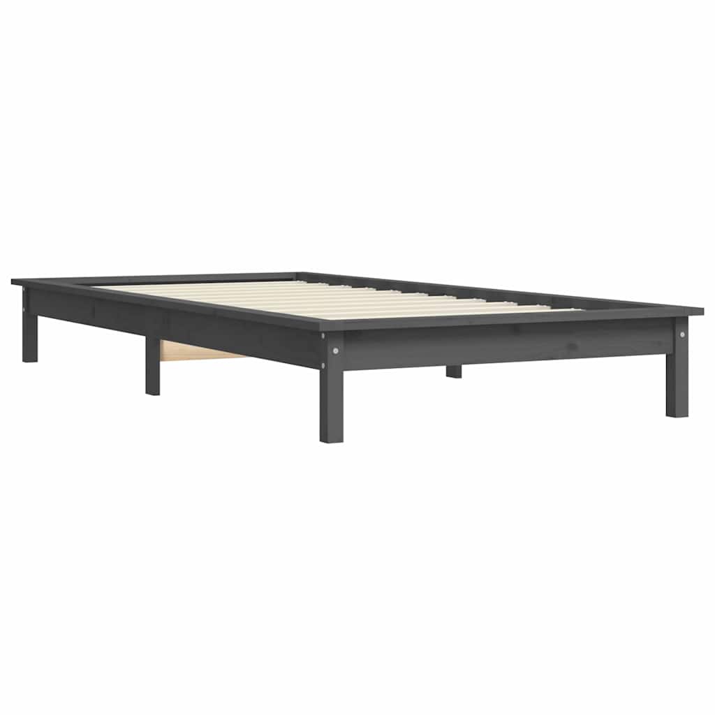 Okvir za krevet sivi 90 x 200 cm od masivne borovine