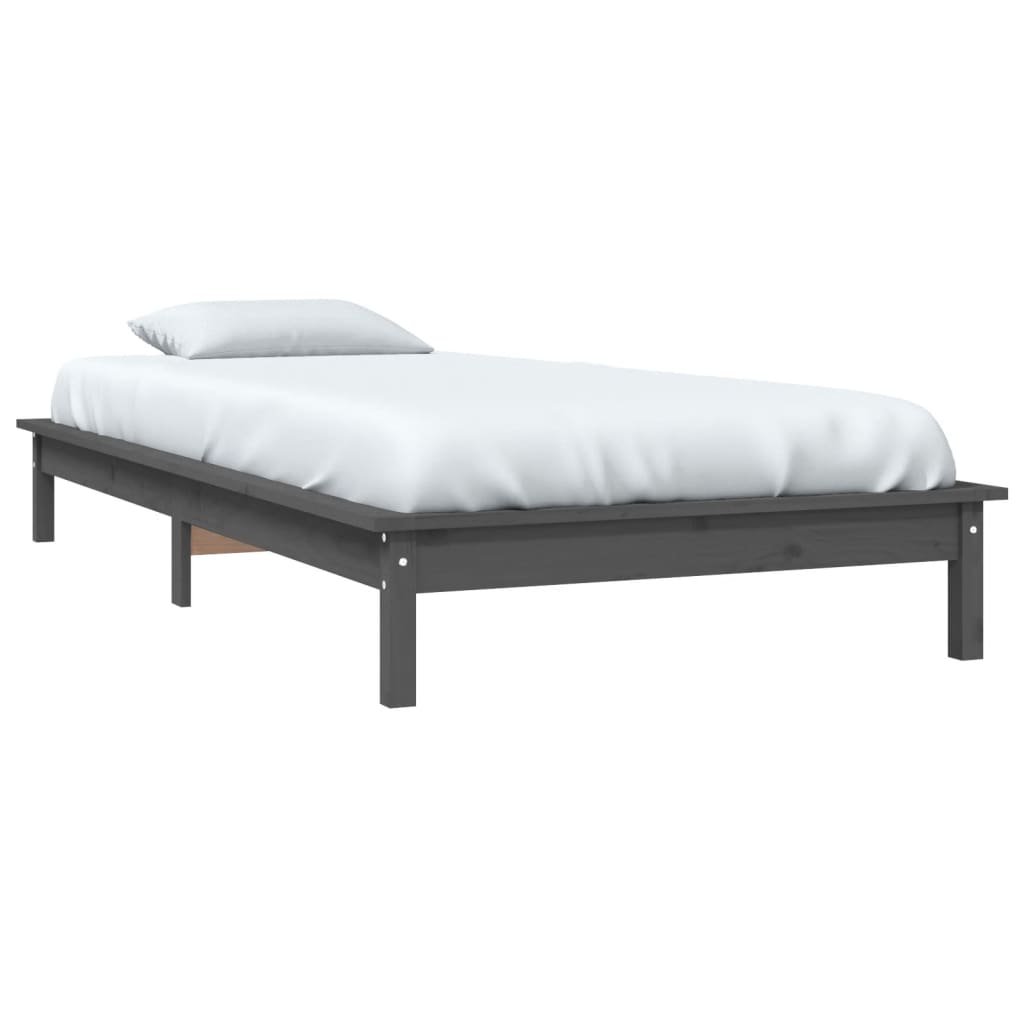 Okvir za krevet sivi 100 x 200 cm od masivne borovine