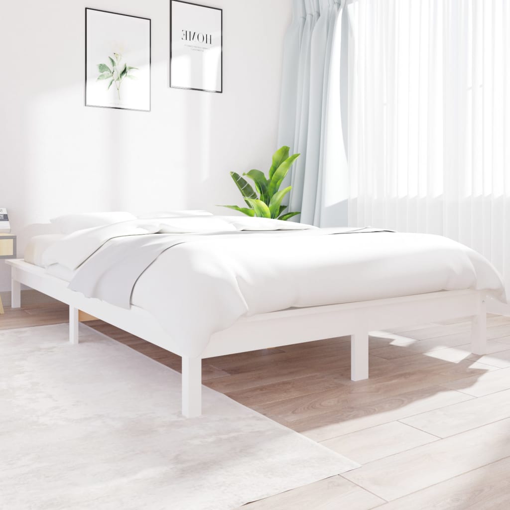Okvir za krevet bijeli 150x200 cm masivna borovina bračni
