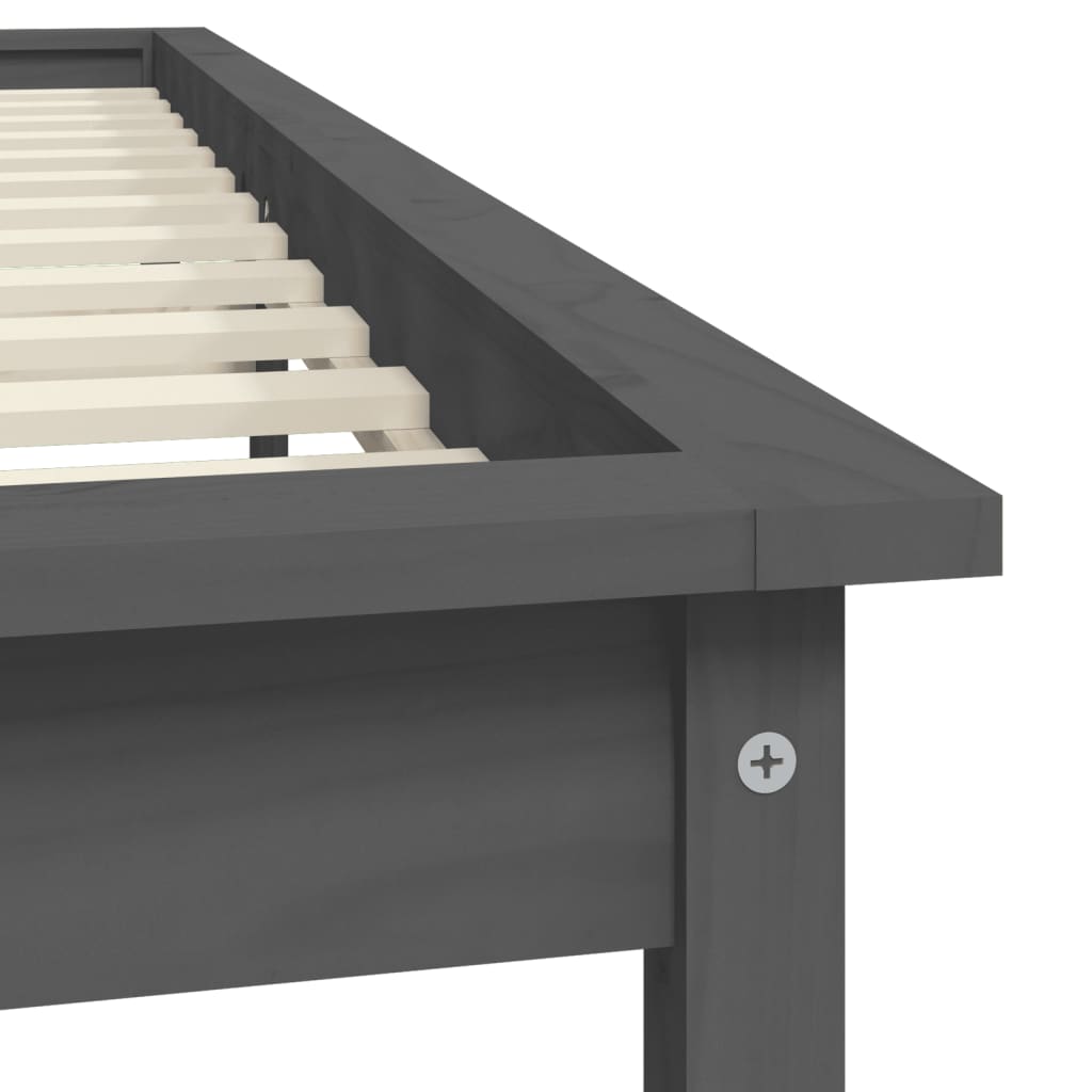 Okvir za krevet sivi 150x200 cm od masivne borovine bračni