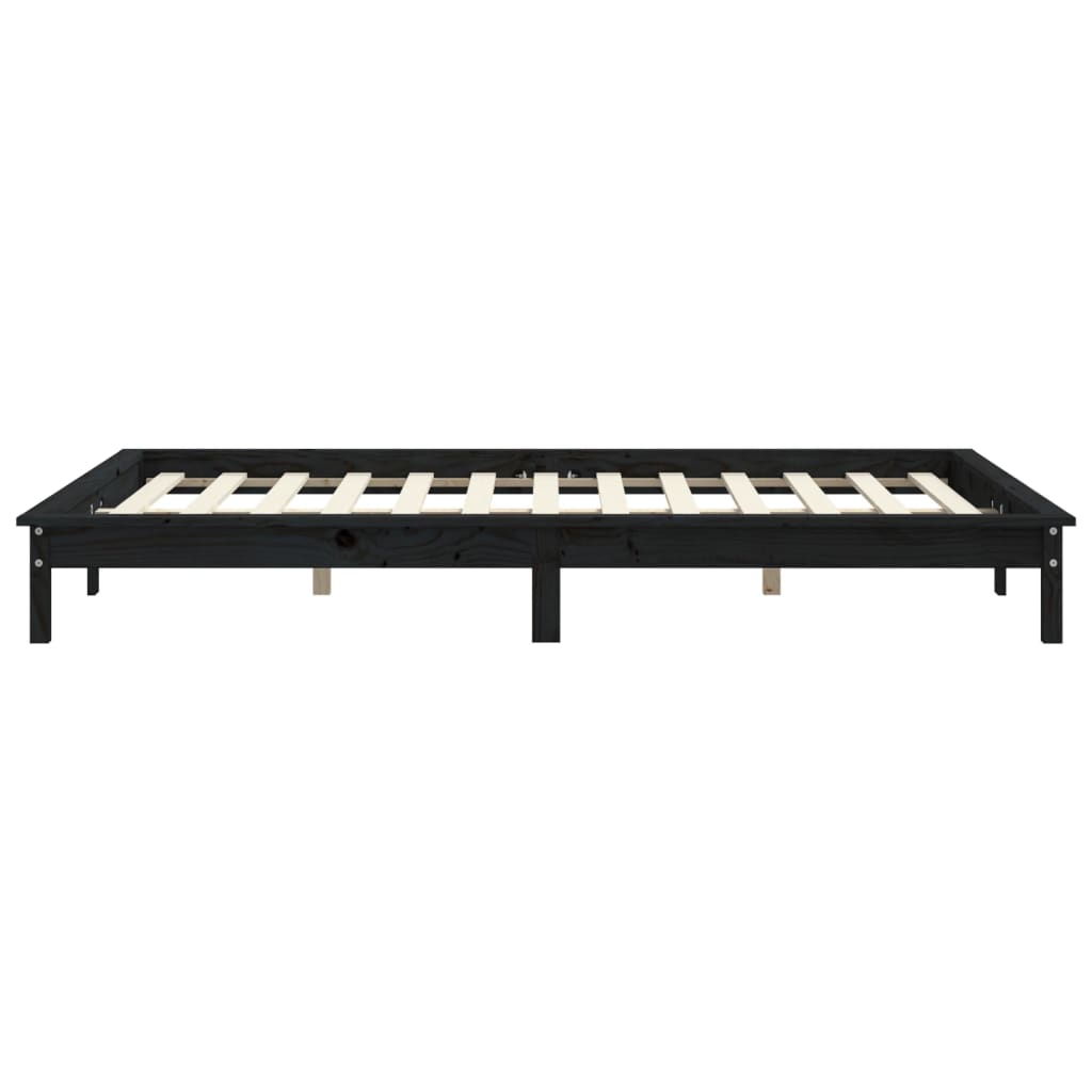 Okvir za krevet crni 160x200 cm od masivne borovine