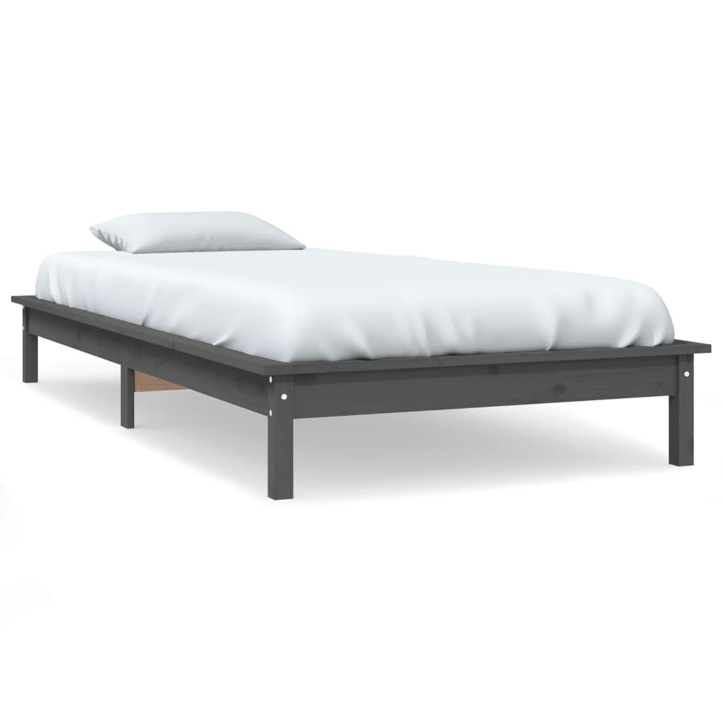 Okvir za krevet sivi od borovine 90 x 190 cm jednokrevetni