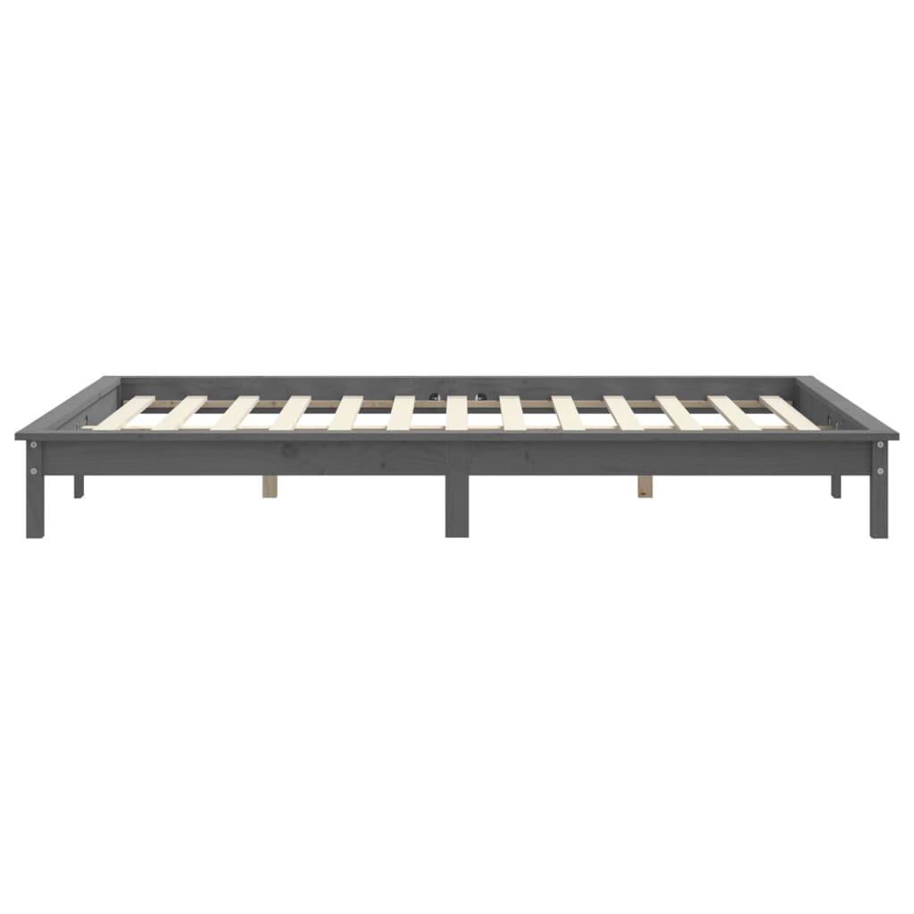 Okvir za krevet sivi 140x190 cm od masivnog drva