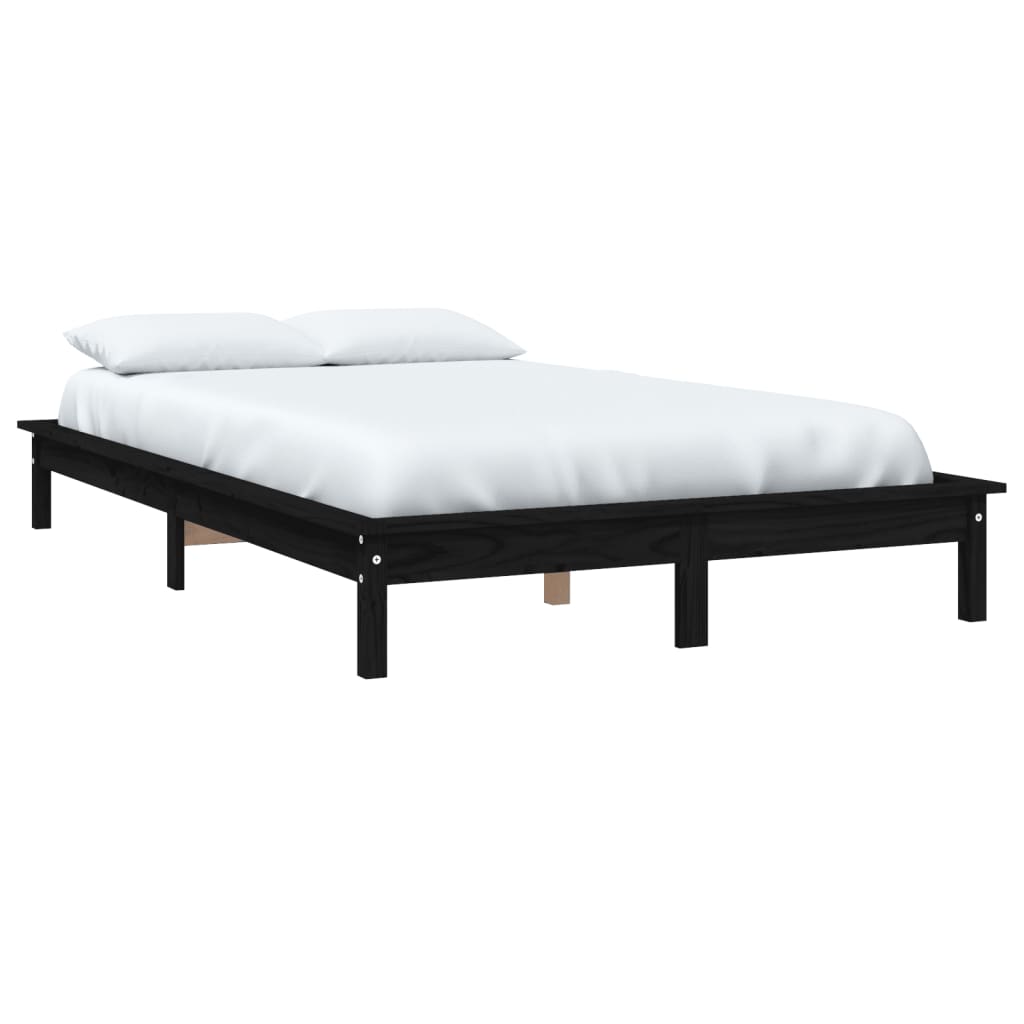 Okvir za krevet crni 140x190 cm od masivnog drva