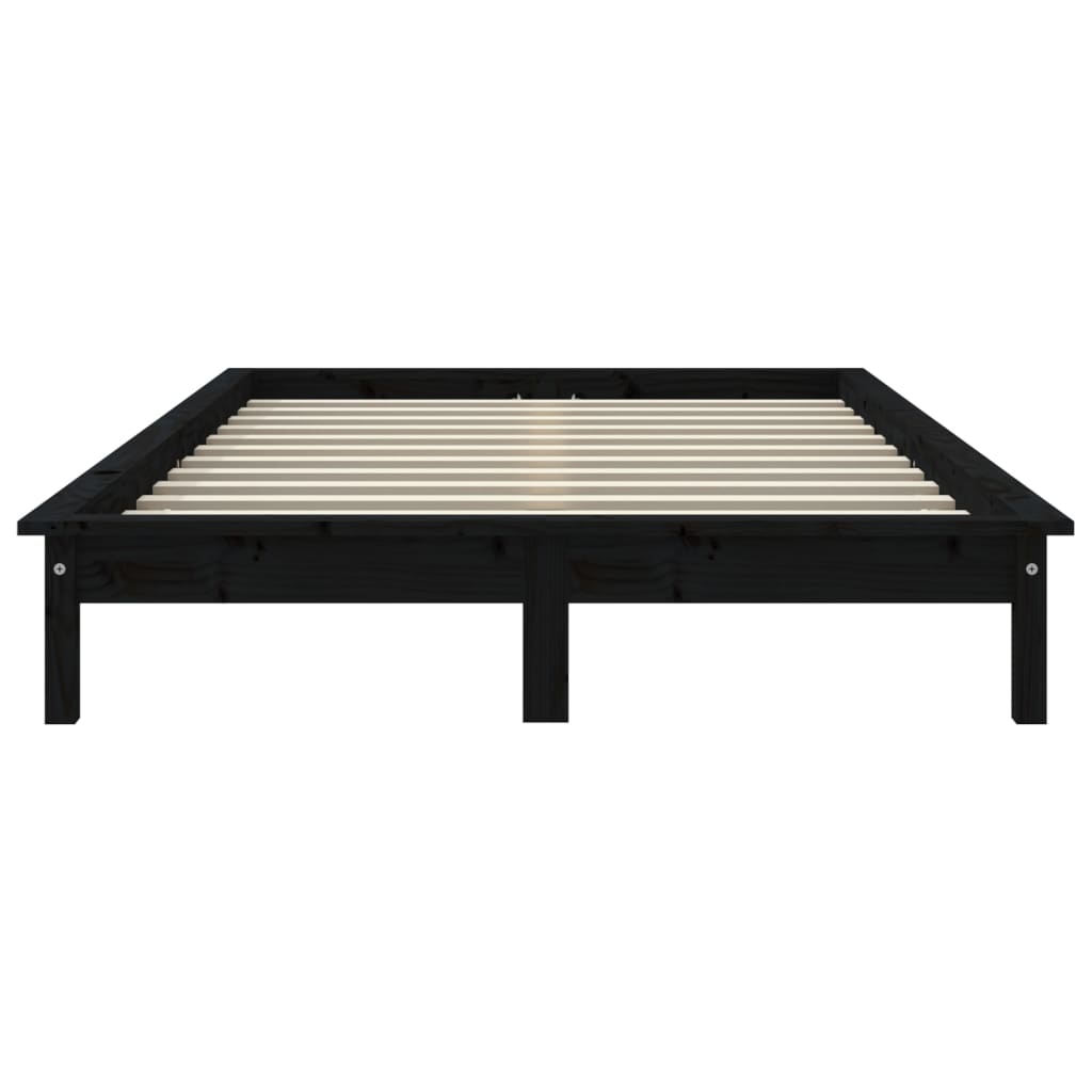 Okvir za krevet crni 140x190 cm od masivnog drva