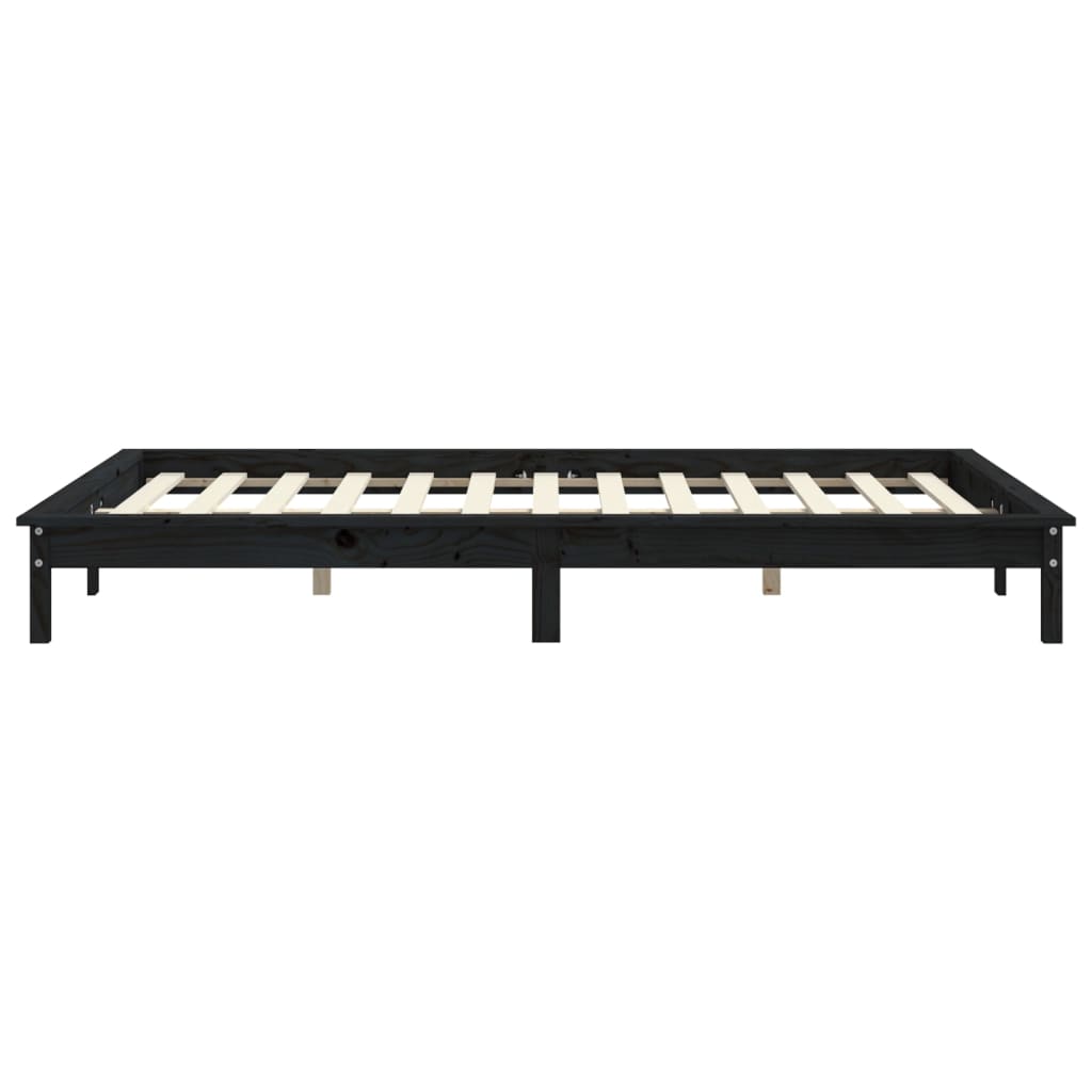 Okvir za krevet crni 140x190 cm od masivnog drva
