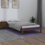 LED okvir za krevet smeđa boja meda od masivnog drva 90x200 cm