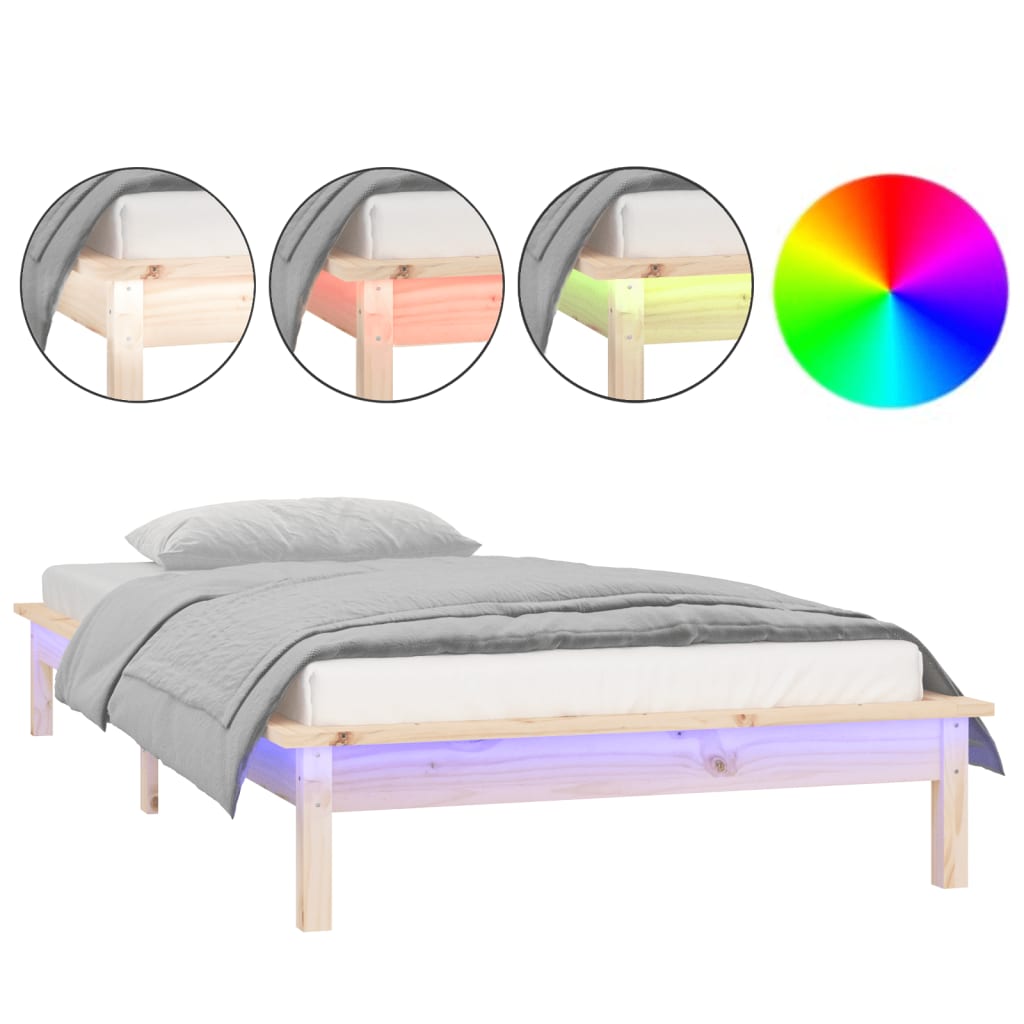 LED okvir za krevet 100 x 200 cm od masivnog drva