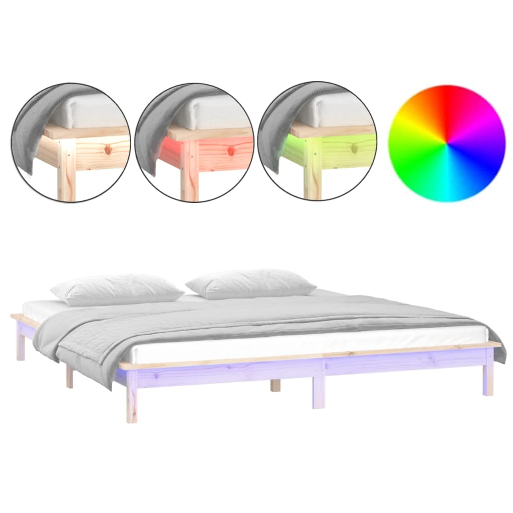 LED okvir kreveta 180 x 200 cm veliki bračni od masivnog drva