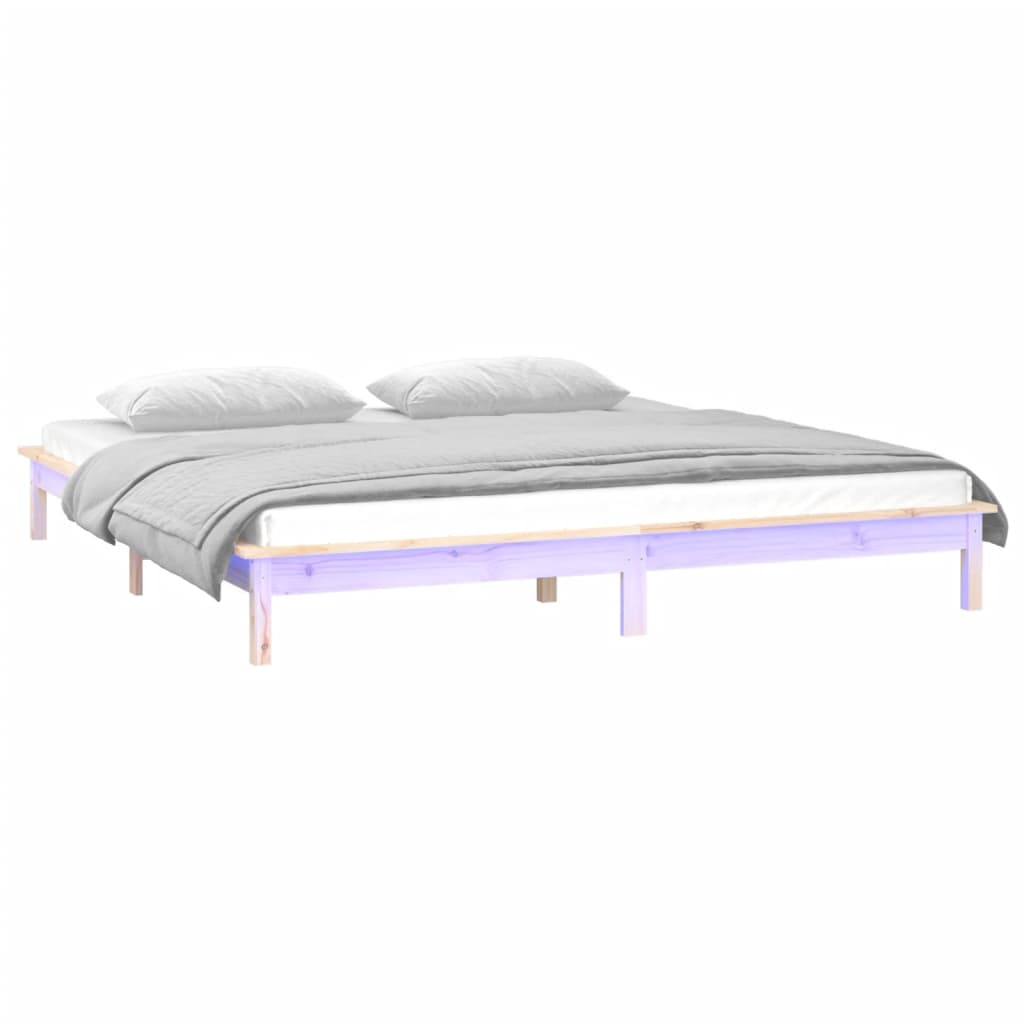 LED okvir kreveta 180 x 200 cm veliki bračni od masivnog drva