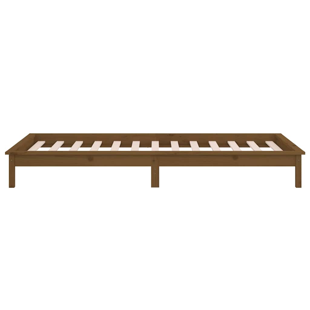 LED okvir kreveta boja meda 90 x 190 cm mali od masivnog drva