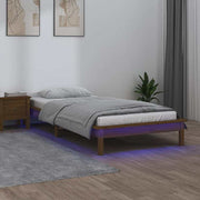 LED okvir kreveta boja meda 90 x 190 cm mali od masivnog drva