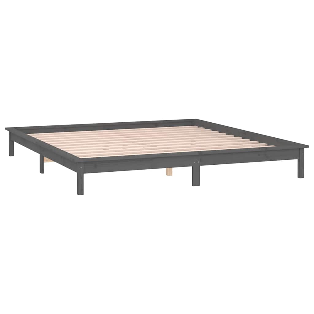 LED okvir kreveta sivi 120x190 cm mali bračni od masivnog drva