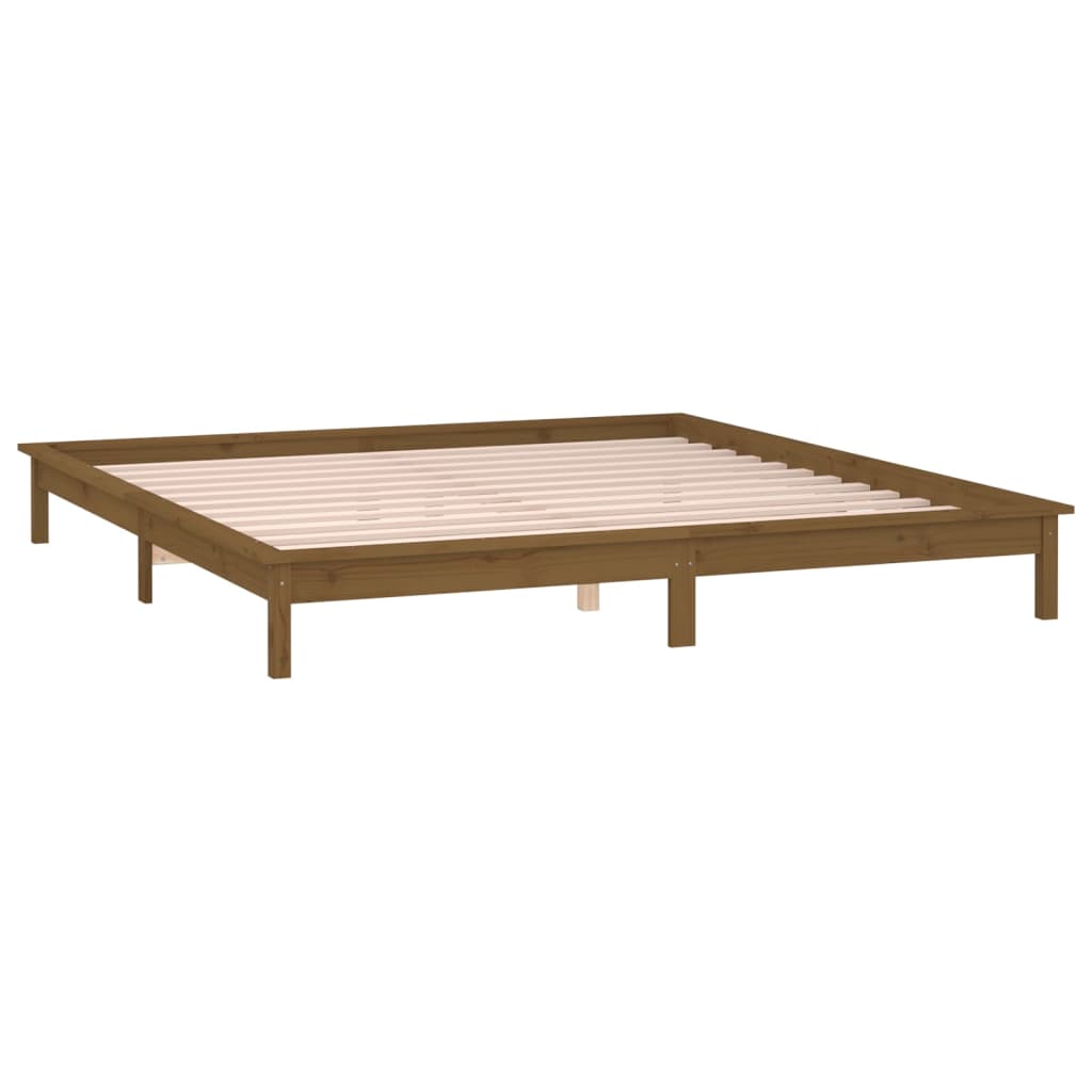 LED okvir kreveta boja meda 120x190 cm mali bračni masivno drvo