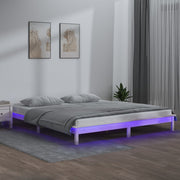 LED okvir kreveta bijeli 135 x 190 cm bračni od masivnog drva