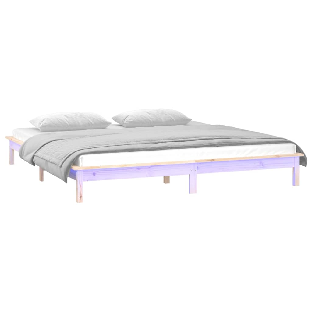 LED okvir za krevet 140 x 190 cm od masivnog drva