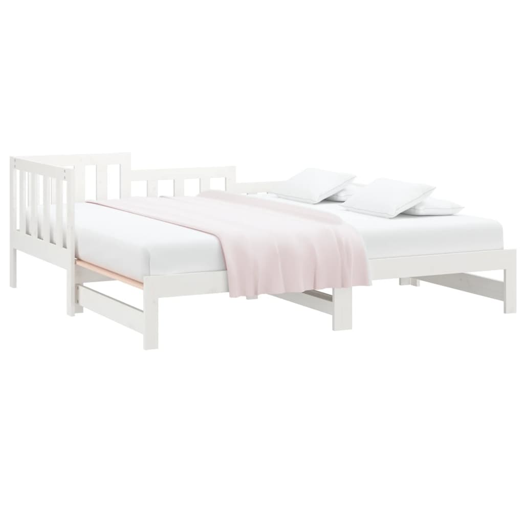 Dnevni ležaj na izvlačenje bijeli 2x(90x190)cm masivna borovina