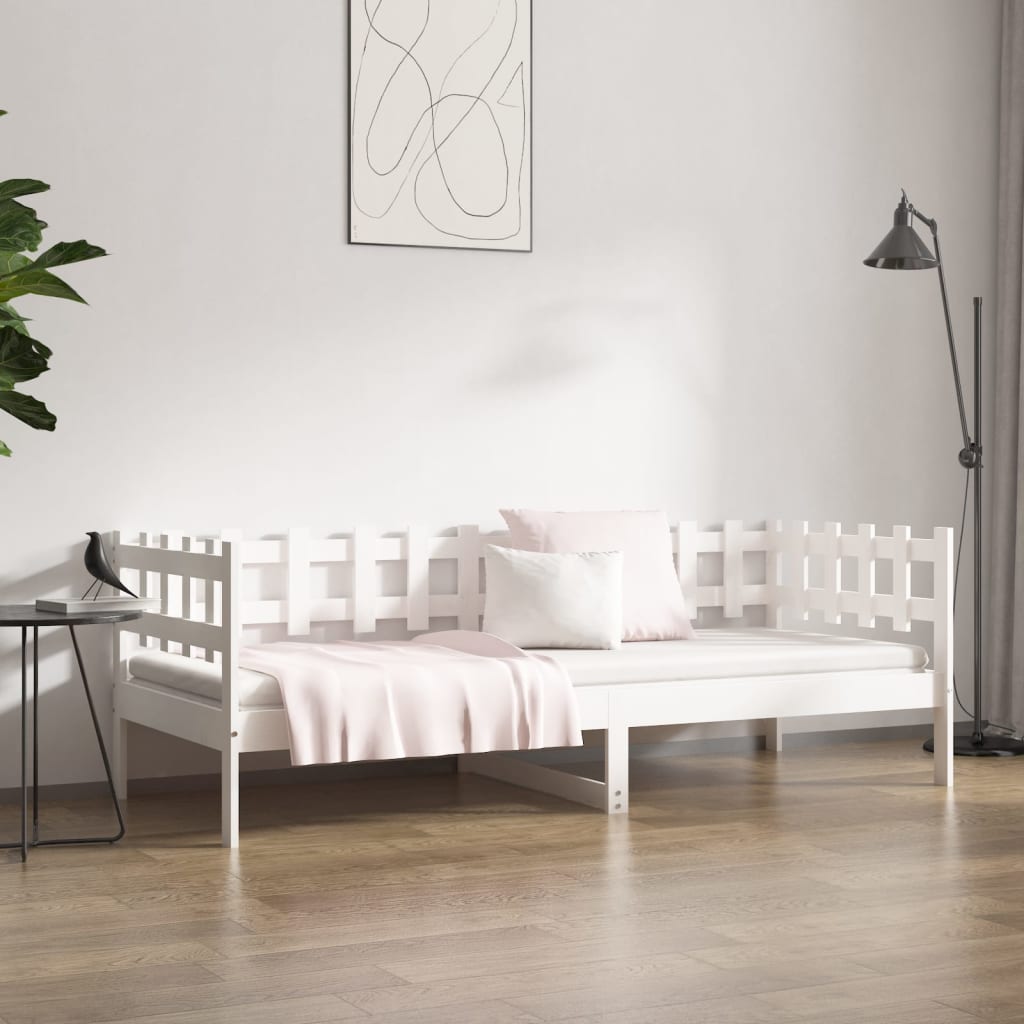 Dnevni krevet bez madraca bijeli 80 x 200 cm masivna borovina