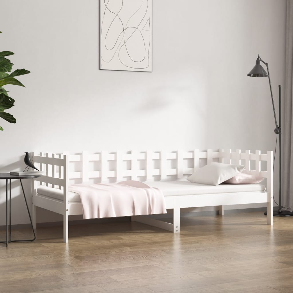 Dnevni krevet bez madraca bijeli 90 x 200 cm masivna borovina