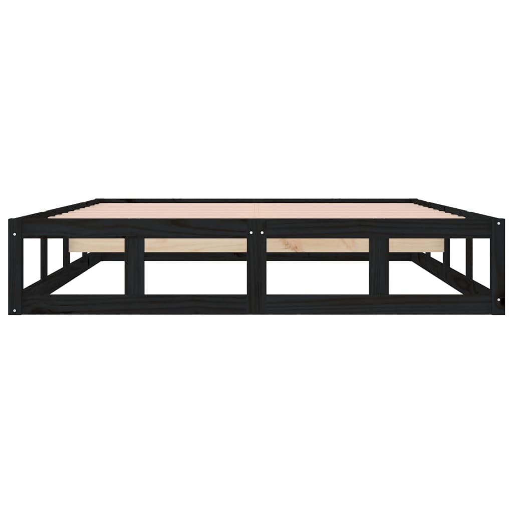 Okvir za krevet crni 120 x 200 cm od masivnog drva