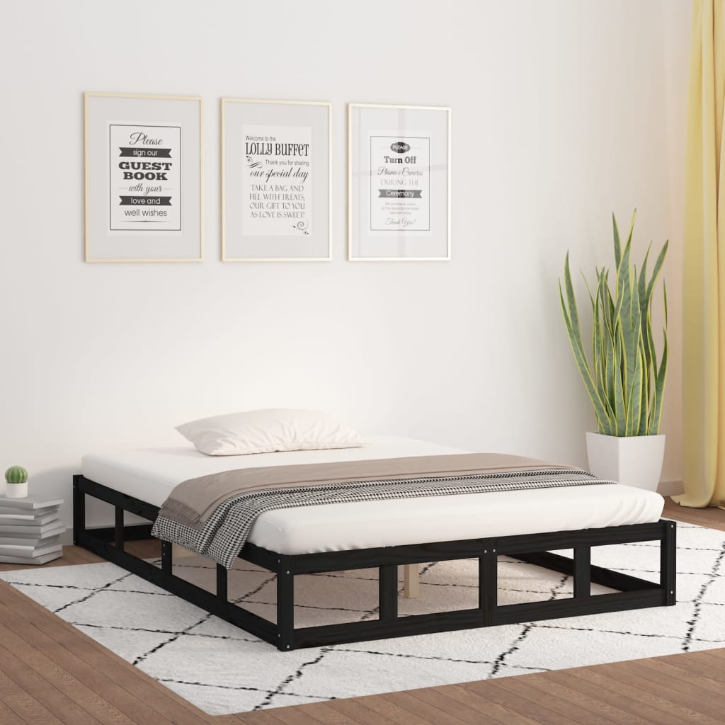 Okvir za krevet crni 160x200 cm od masivne borovine