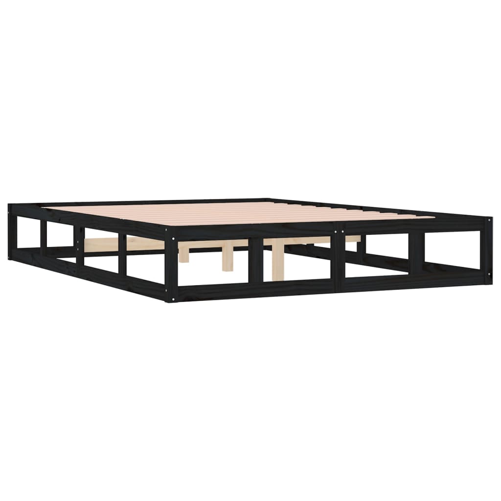 Okvir za krevet od masivnog drva crni 180 x 200 cm bračni