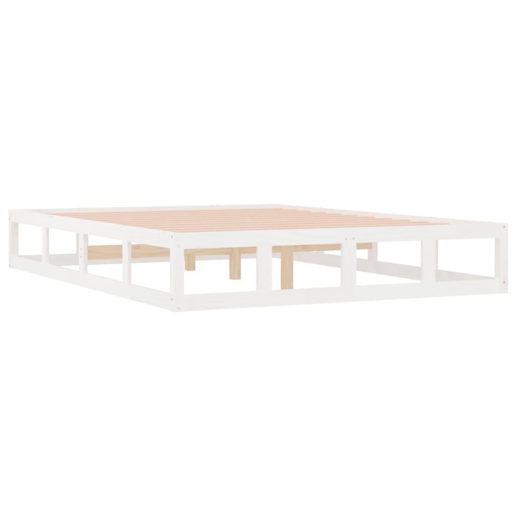 okvir za krevet bijeli 200 x 200 cm od masivnog drva