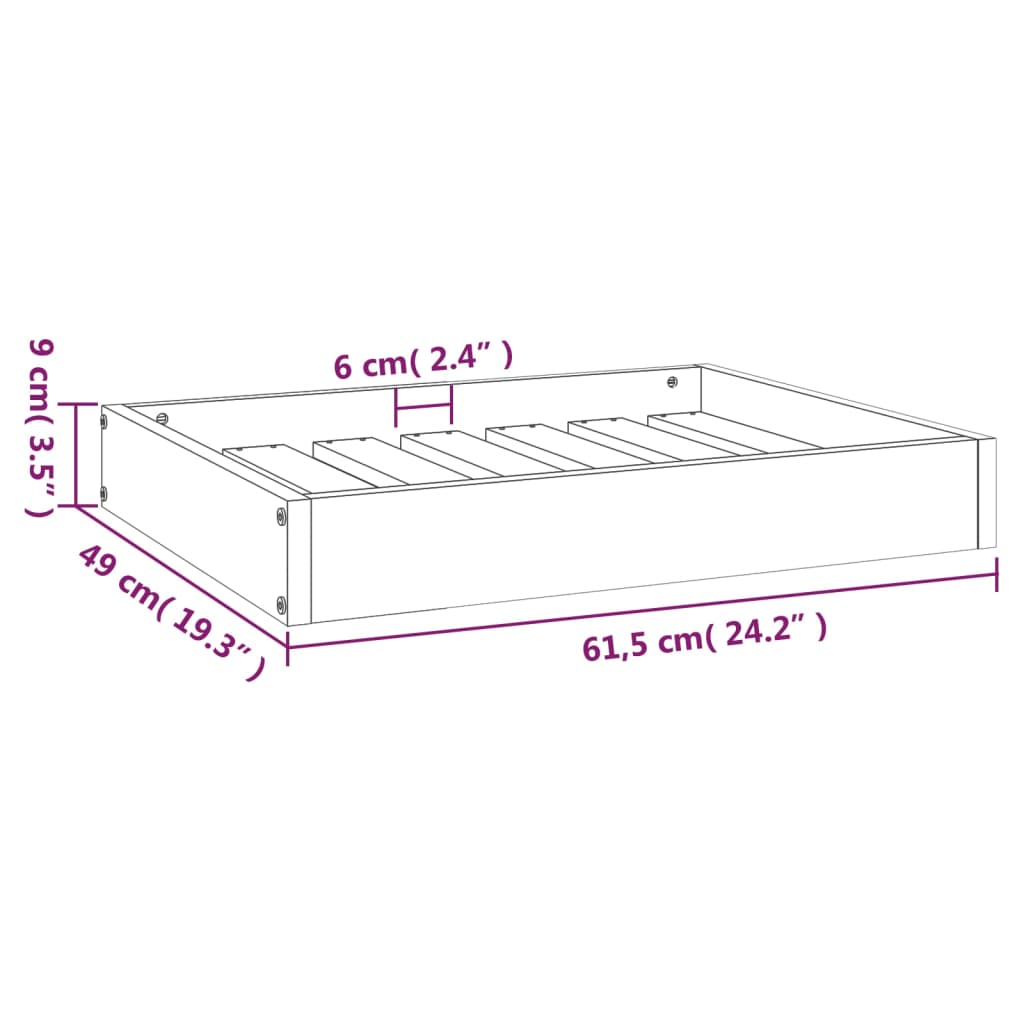 Krevet za pse bijeli 61,5x49x9 cm od masivne borovine