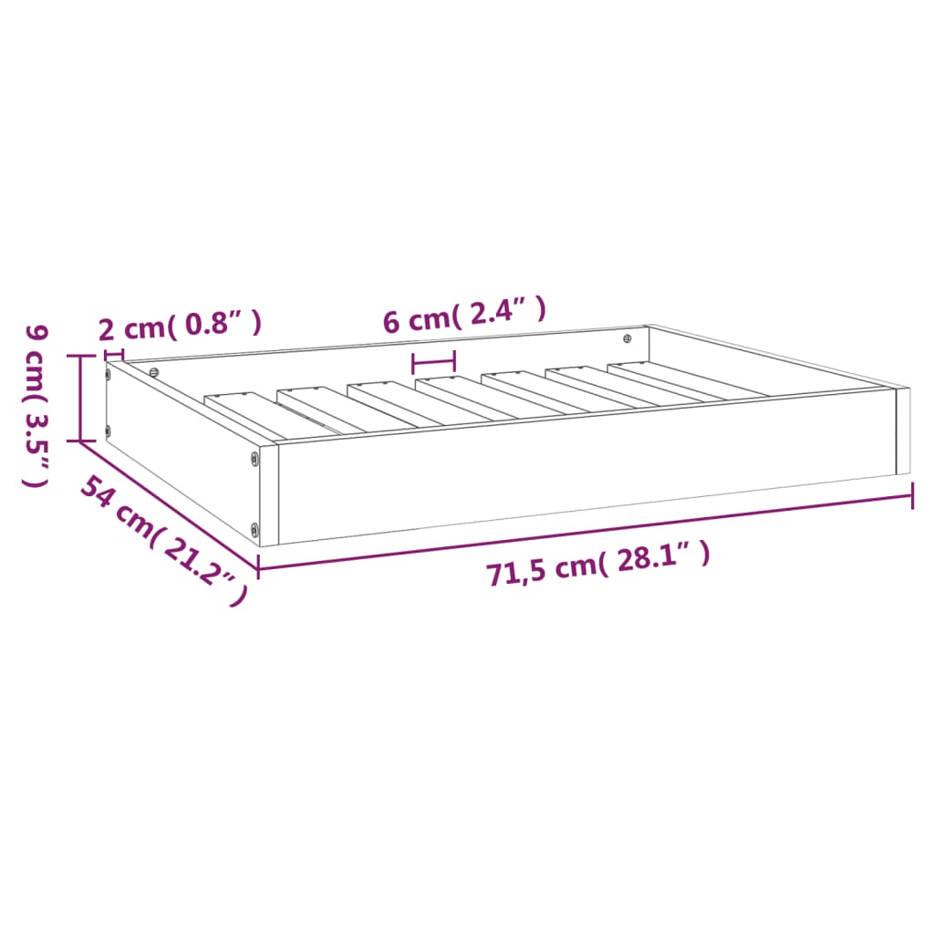 Krevet za pse 71,5x54x9 cm od masivne borovine