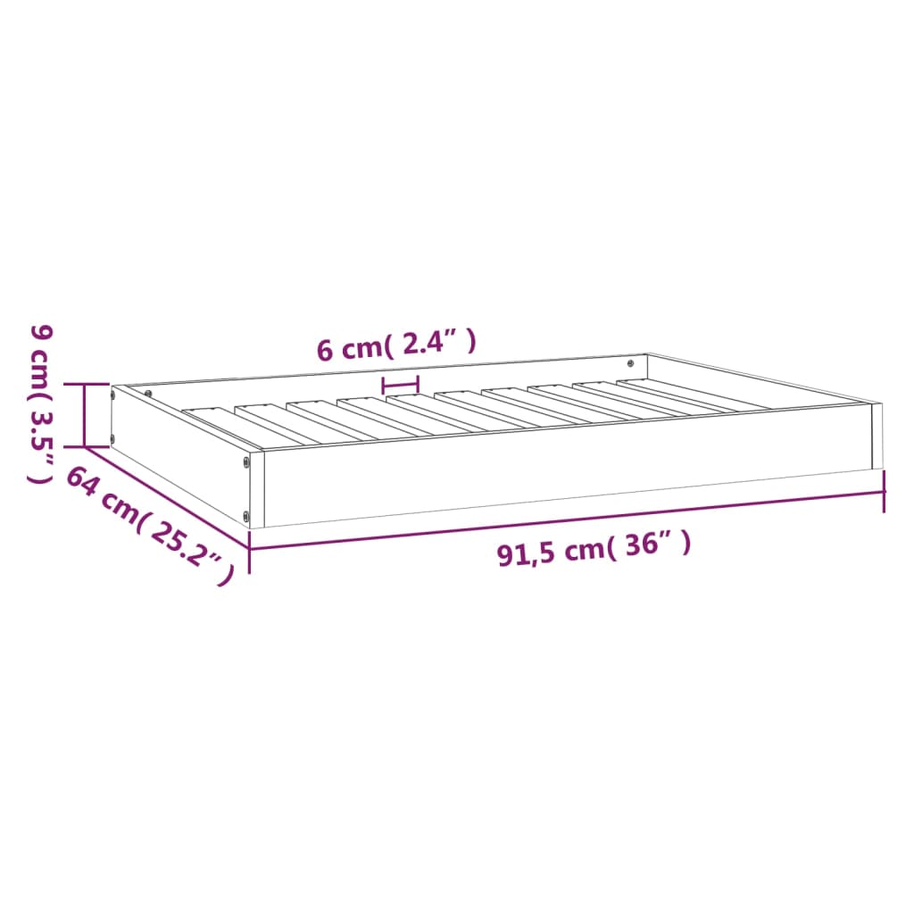 Krevet za pse 91,5 x 64 x 9 cm od masivne borovine