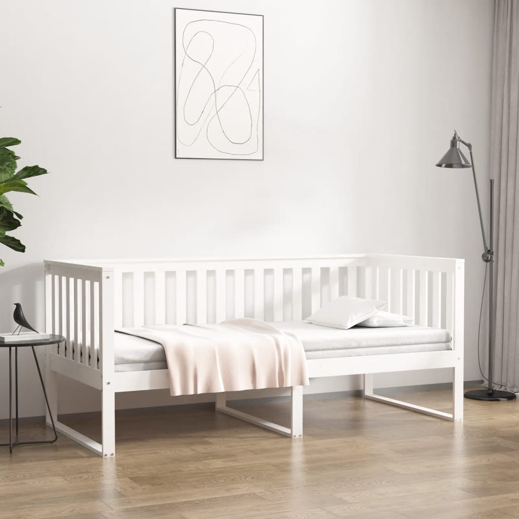 Dnevni krevet bez madraca bijeli 90 x 190 cm masivna borovina
