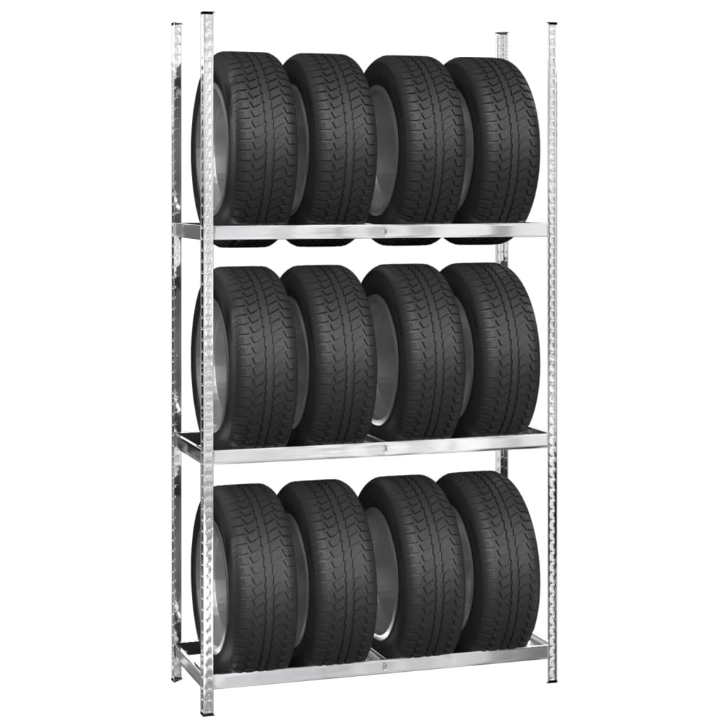 Stalci za gume s 3 razine 2 kom srebrni 110x40x200 cm čelični