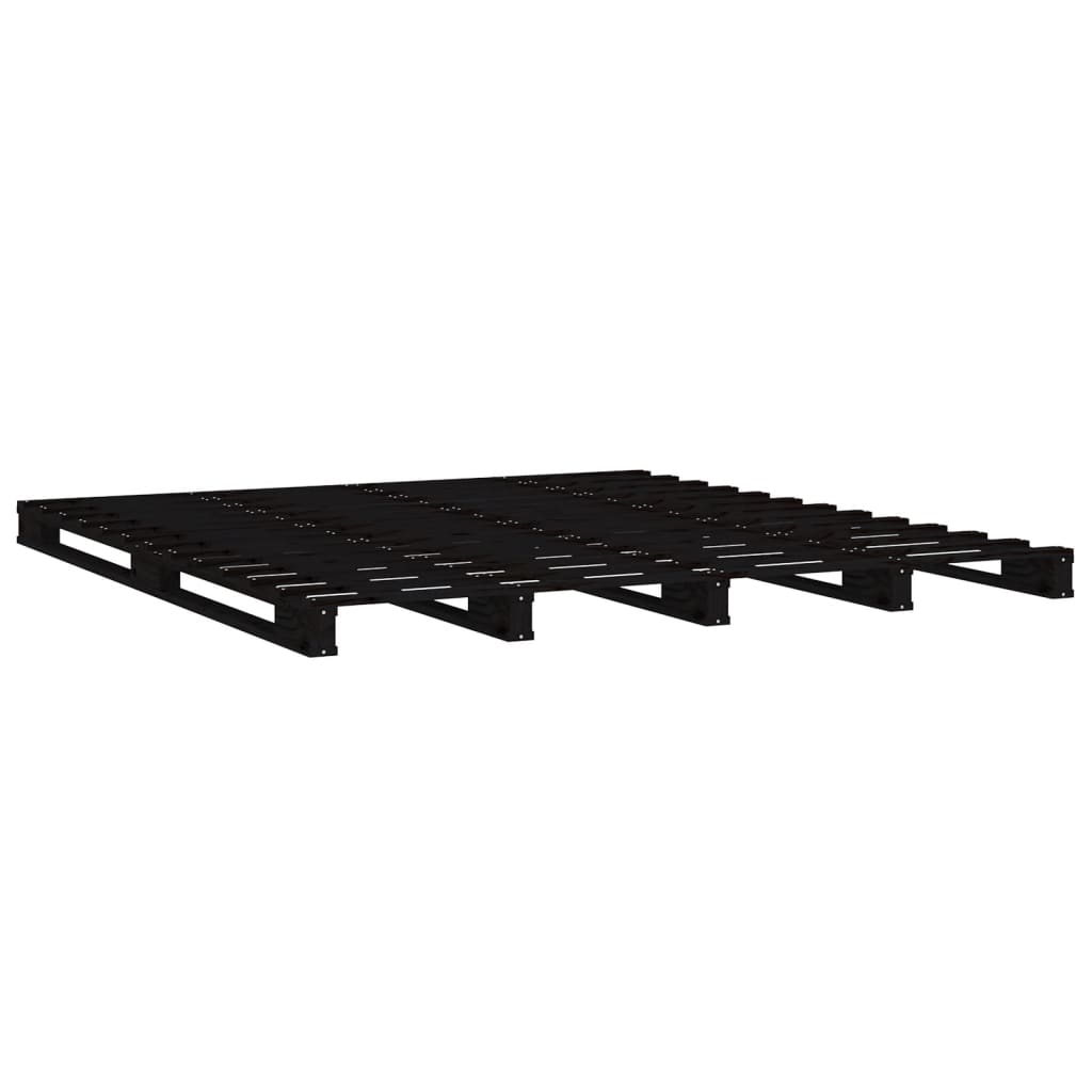 Krevet od paleta crni 135 x 190 cm masivna borovina bračni