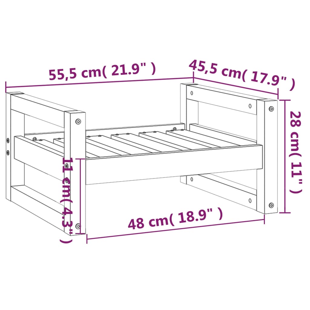 Krevet za pse bijeli 55,5x45,5x28 cm od masivne borovine