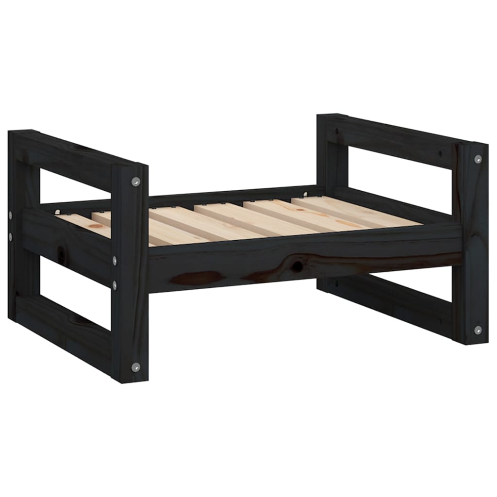 Krevet za pse crni 55,5x45,5x28 cm od masivne borovine