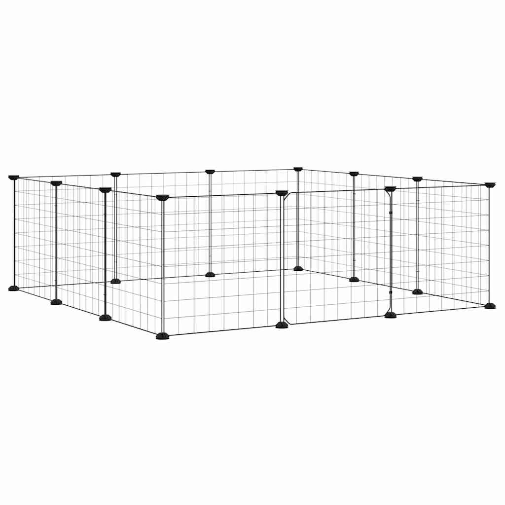 Kavez za kućne ljubimce s 12 panela i vratima crni 35x35 cm čelik