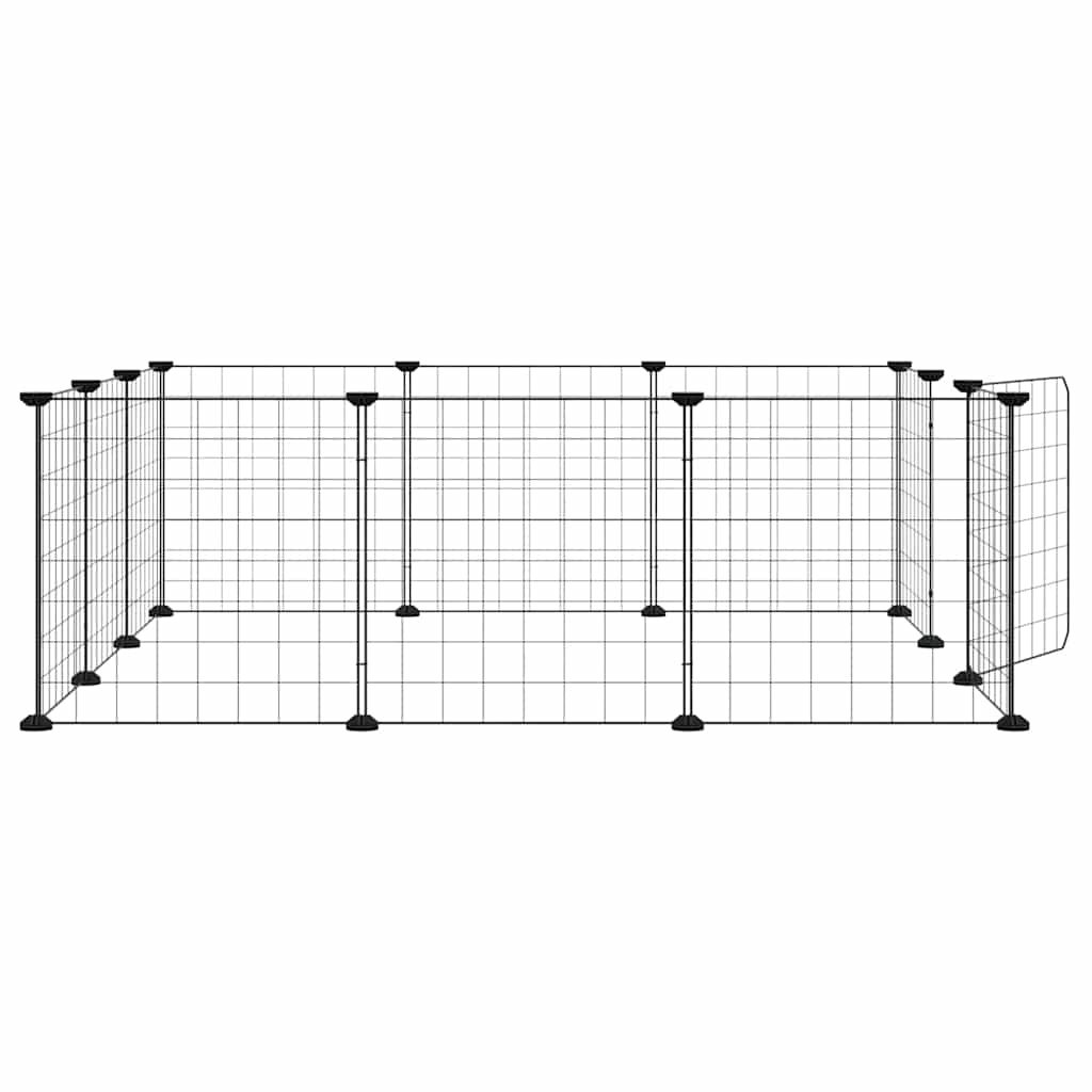 Kavez za kućne ljubimce s 12 panela i vratima crni 35x35 cm čelik