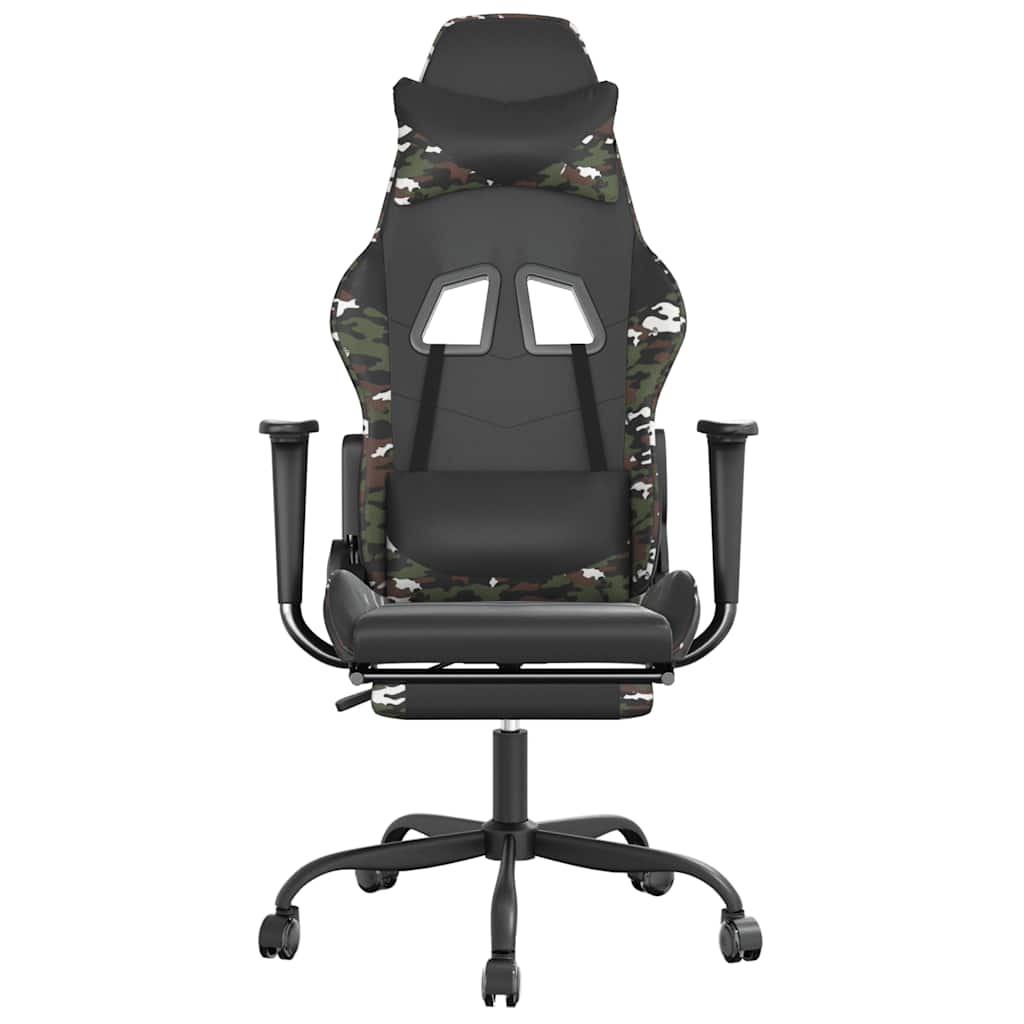 Masažna igraća stolica s osloncem crno-maskirna od umjetne kože