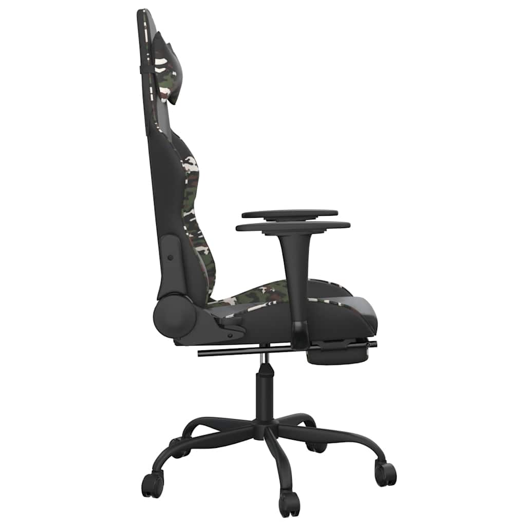 Masažna igraća stolica s osloncem crno-maskirna od umjetne kože