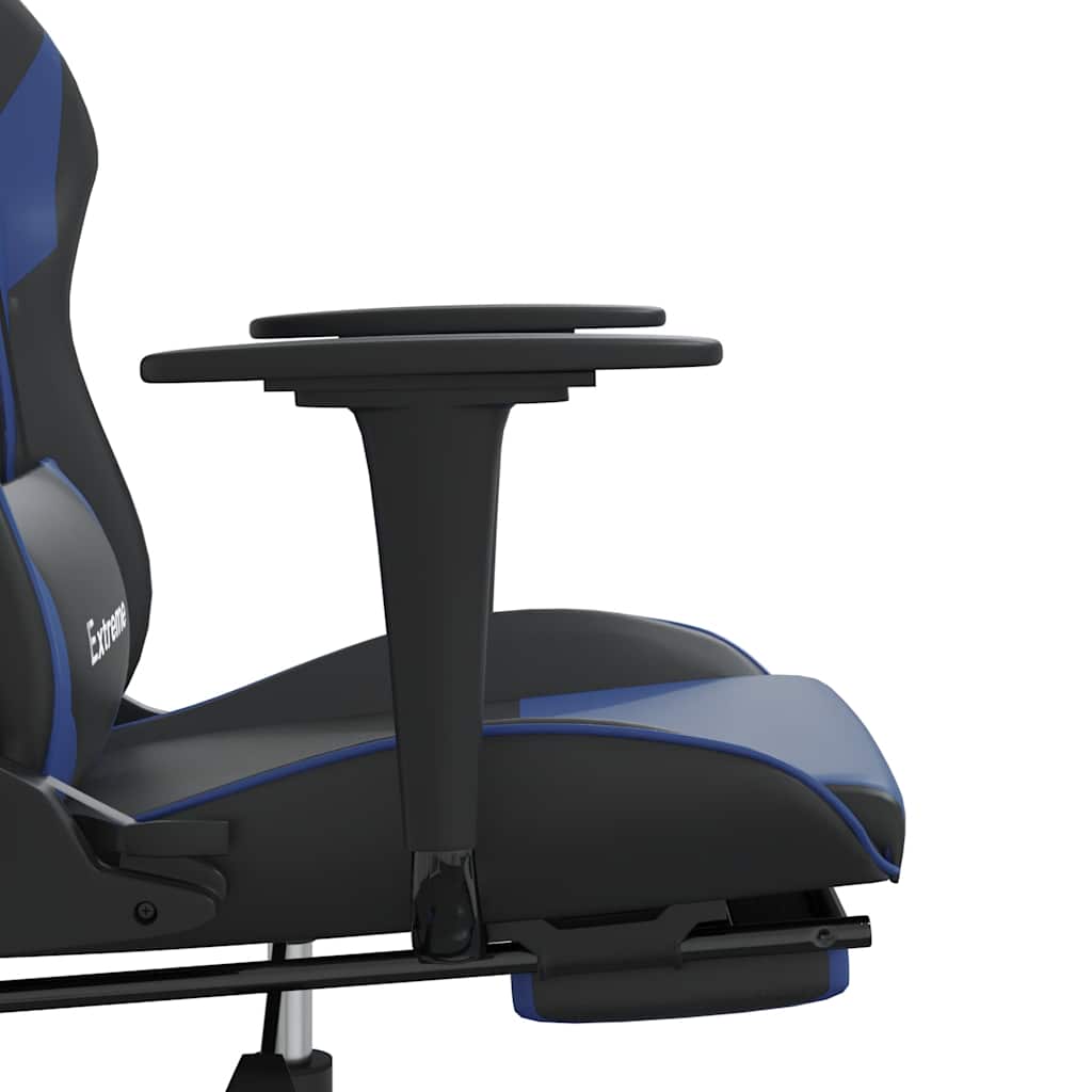 Masažna igraća stolica s osloncem crno-plava od umjetne kože