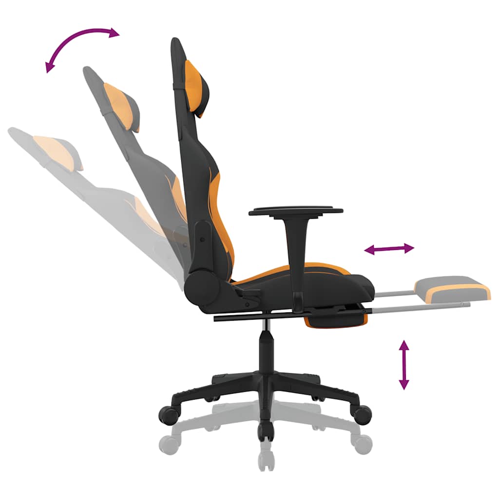 Masažna igraća stolica od tkanine s osloncem crno-narančasta